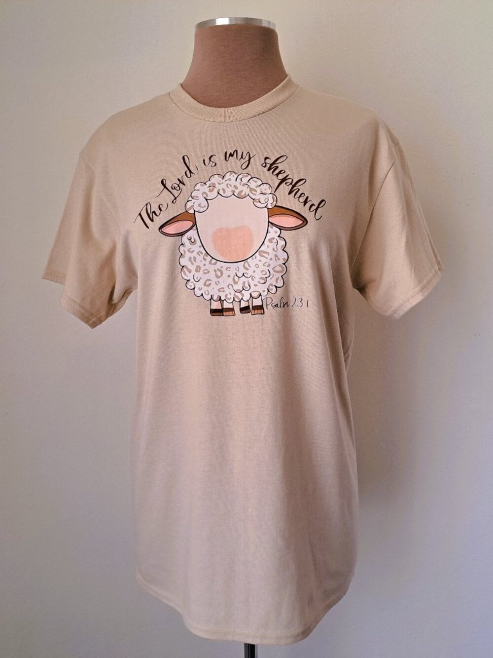 Women's T-Shirt Cotton Beige Graphic Tee Short Sleeve Size M NOWT